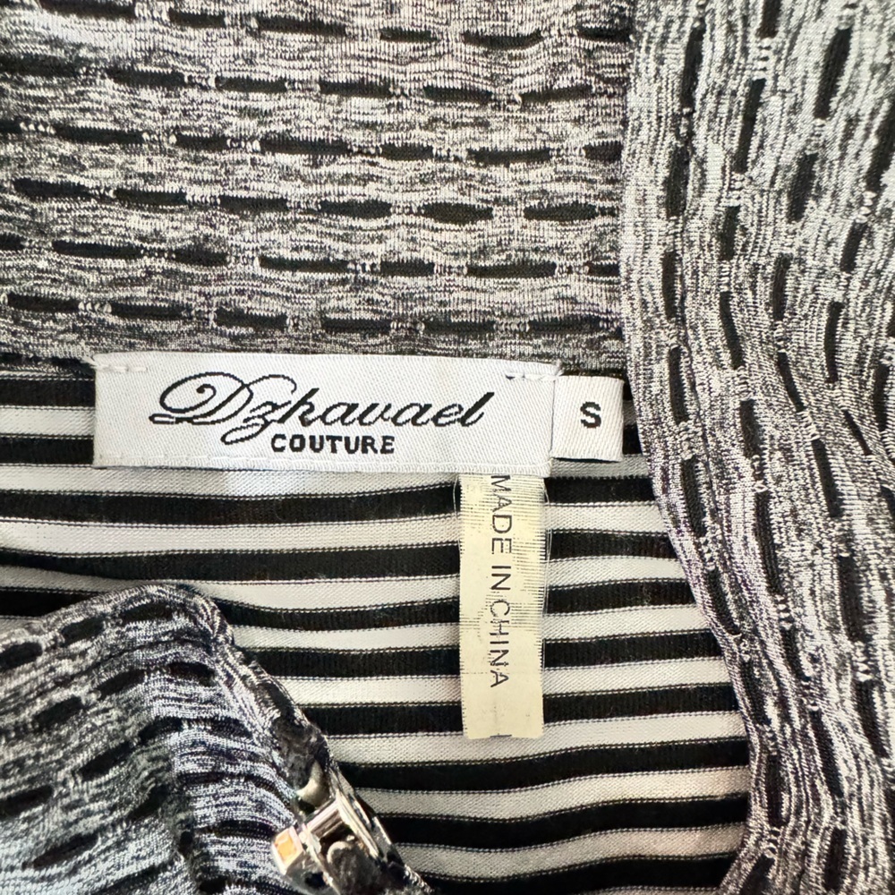 Dzhaniel Couture Zip Tunic Jacket Dress Black White Striped Avant Garde Artsy S - Picture 7 of 8
